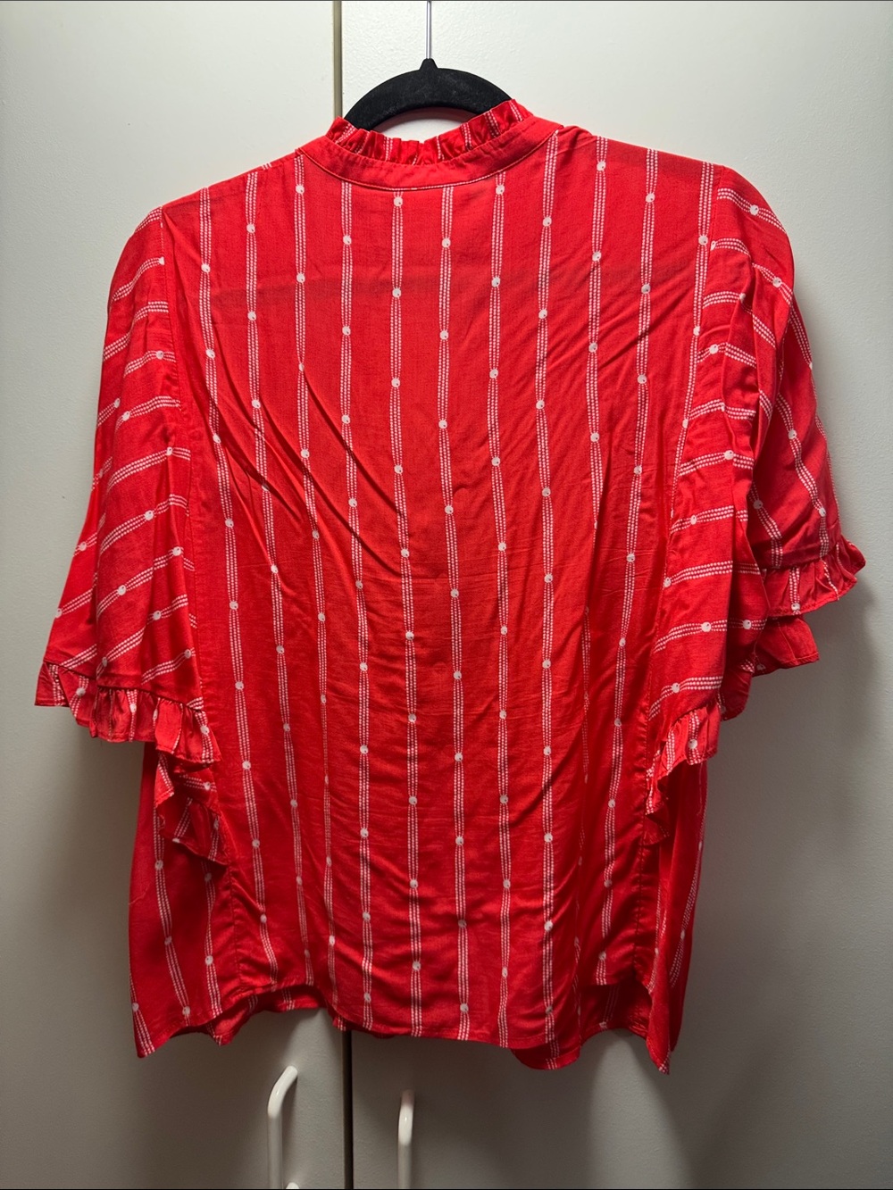 Maeve Red Striped Ruffle Button-Front Top - Picture 2 of 2